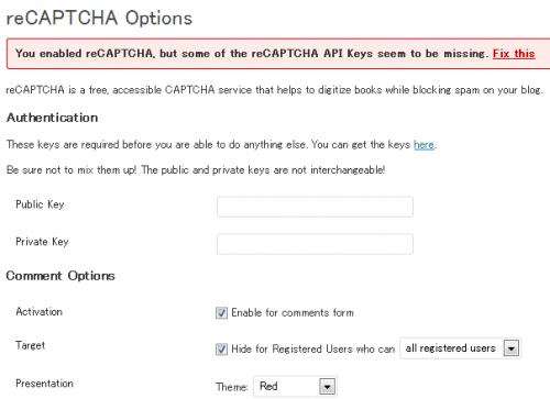 5-reCAPTCHA Options - WordPress