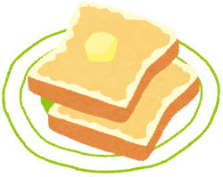 食パンのトーストにバターが乗っている絵