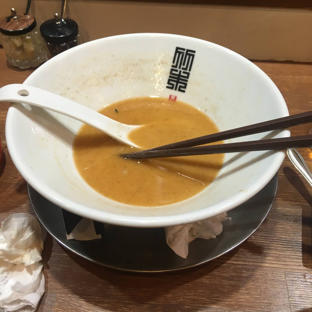 ヤシオマスの塩そば麺大盛り　スープは飲み干せなかった
