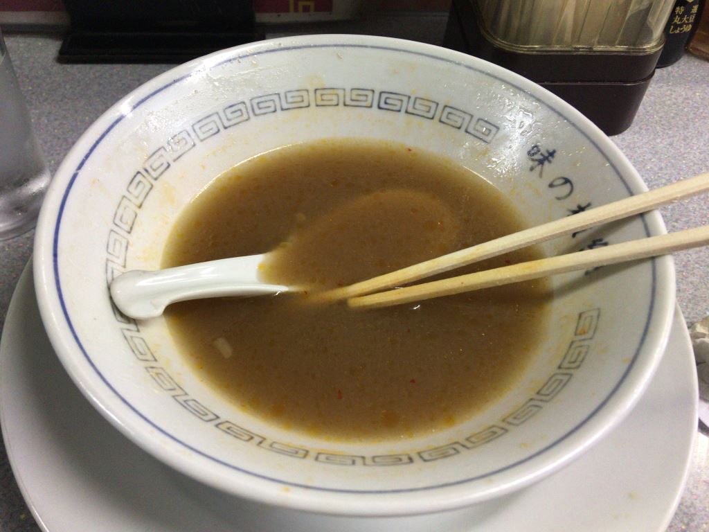 食べ終えた丼：味の横綱のタンメン600円