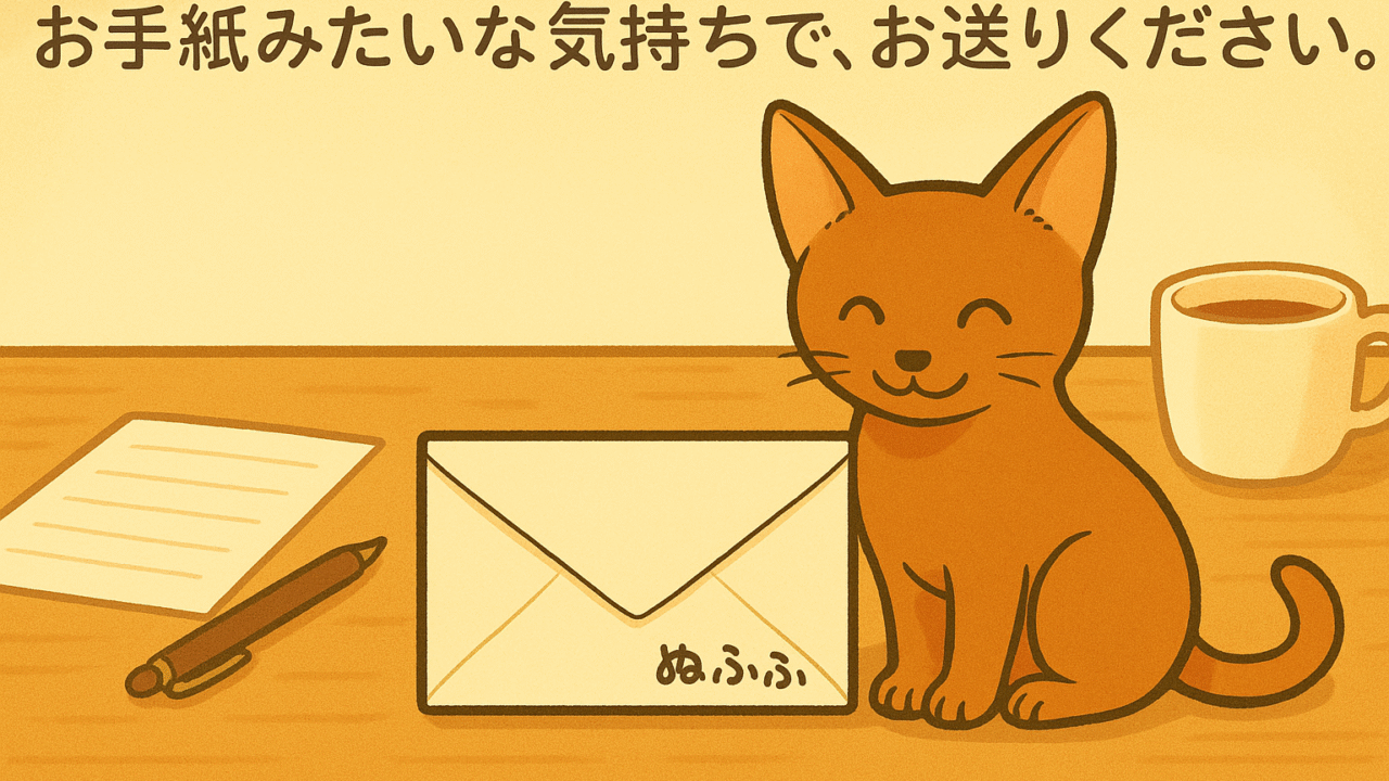 お手紙みたいな気持ちで、お送りください。アビ蔵より
