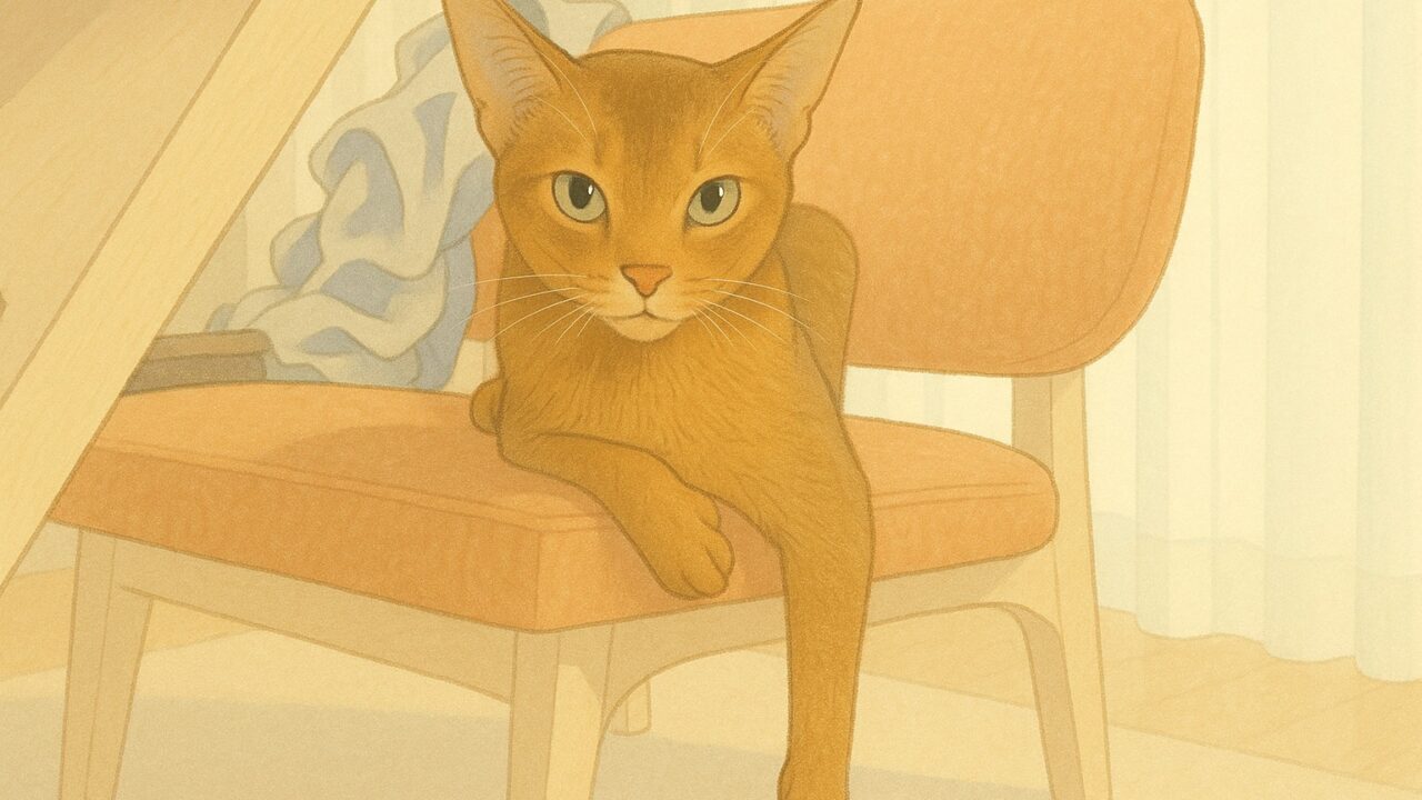 前足をだらんとさせたアビシニアンのイラスト