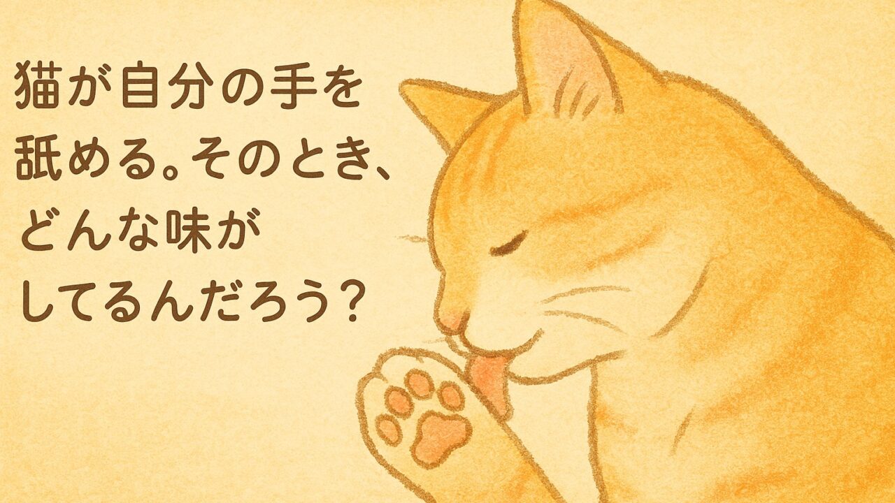 手を舐めるアビシニアン