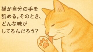 手を舐めるアビシニアン