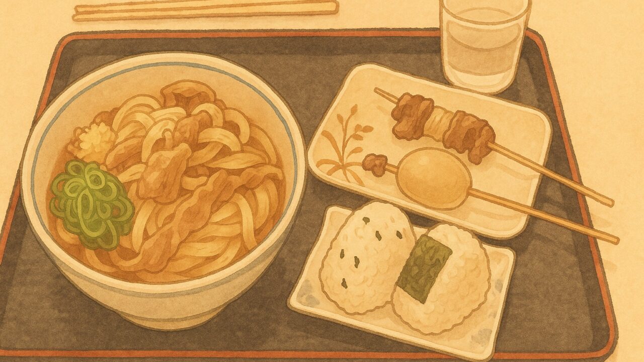 さぬき麵業の肉ぶっかけのイラスト