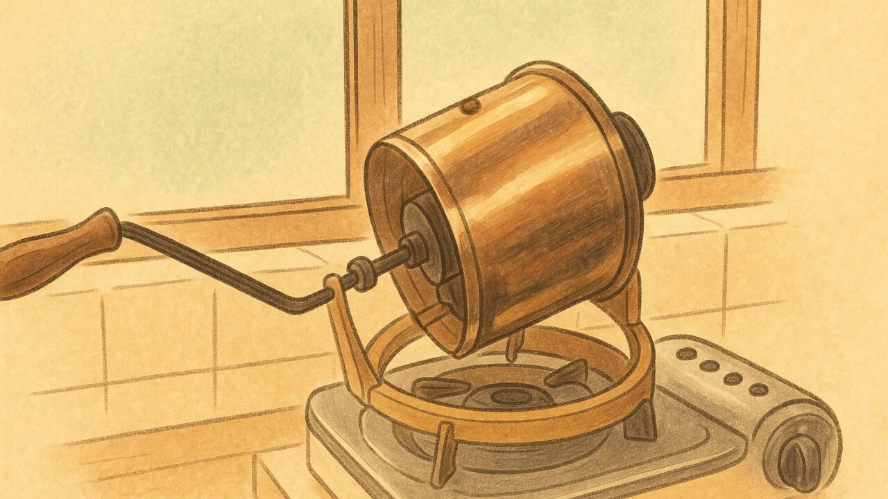 手廻し焙煎機baise-eのイラスト