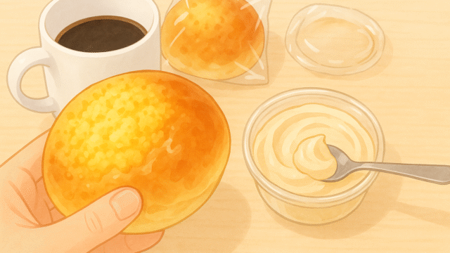 大橋パン店のそぼろパンとピーナッツクリームのイラスト