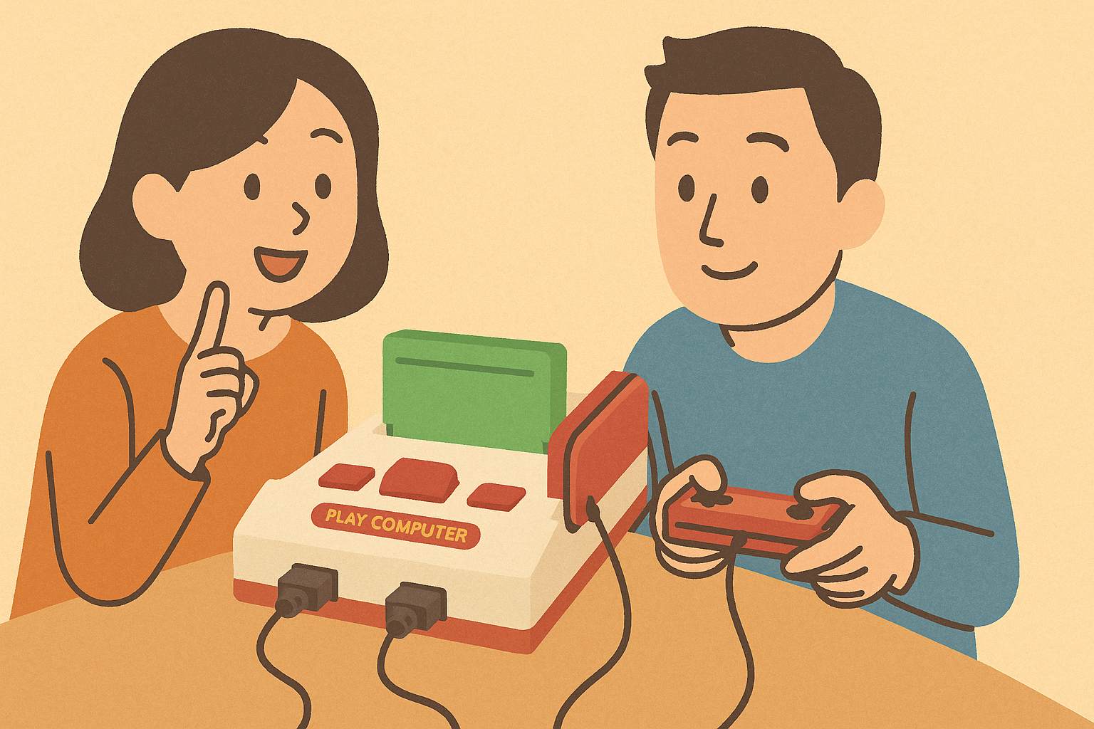 ファミコンで遊ぶイラスト