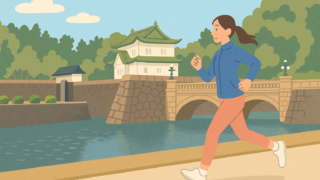 皇居ランする女性
