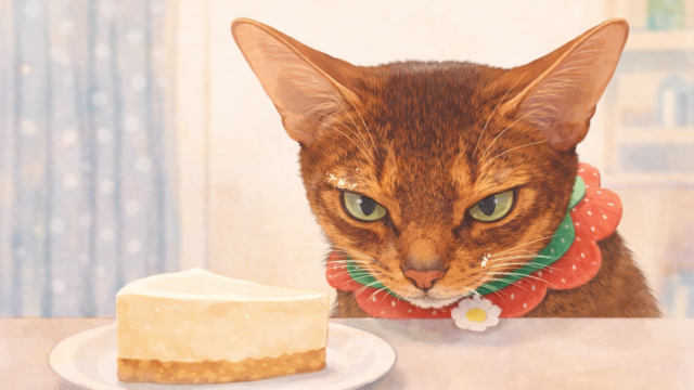 猫にチーズケーキ