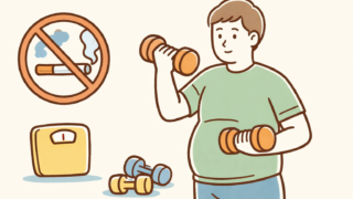 禁煙して10㎏太ったので減量する男性